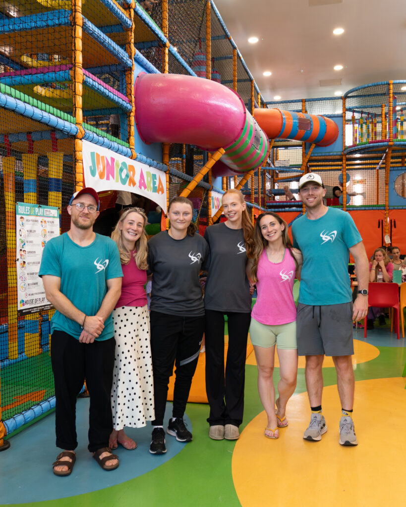 The Silvermere Softplay Team looking happy in front of their softplay structure